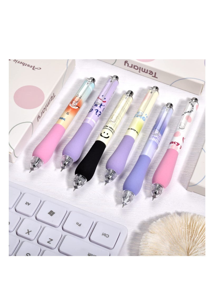 Excefore Retractable Gel Pens, 12 Pcs Creative Gel Ink Rollerball Pen, Quick Dry Fine Point 0.5mm Black Ink Rolling Ball Gel Pen, Comfortable Smooth Writing Aesthetic Pens, for Home, School, Office - Image 3