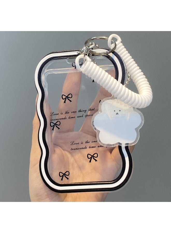 NIBEMINENT حامل بطاقة صور Kpop قطعة واحدة مع قلادة سلسلة مفاتيح حامل بطاقة الهوية حامل بطاقة الهوية واقي بطاقة الصور للمدرسة بطاقة الهوية مكتب بطاقة الوصول للنساء الفتيات