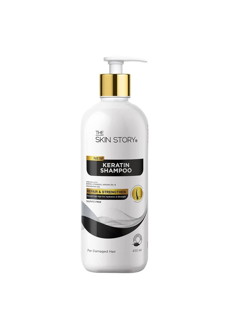 Skin Story Clean Beauty The Skin Story Sulphate Free Keratin Biotin Shampoo Soft Frizz Free Hair Split End Damage Repair All Hair Types  - Image 1
