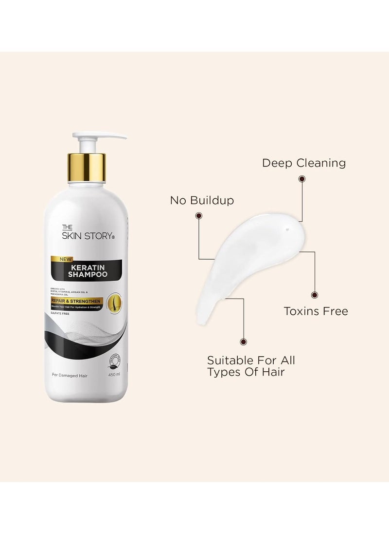 Skin Story Clean Beauty The Skin Story Sulphate Free Keratin Biotin Shampoo Soft Frizz Free Hair Split End Damage Repair All Hair Types  - Image 4