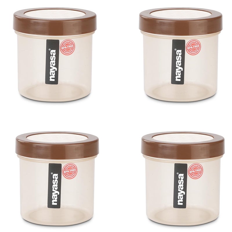 Nayasa Retro 250 ml BPA Free Food Grade Airtight Kitchen Storage Container with Lid - Set of 4 | Brown & Grey - Image 2