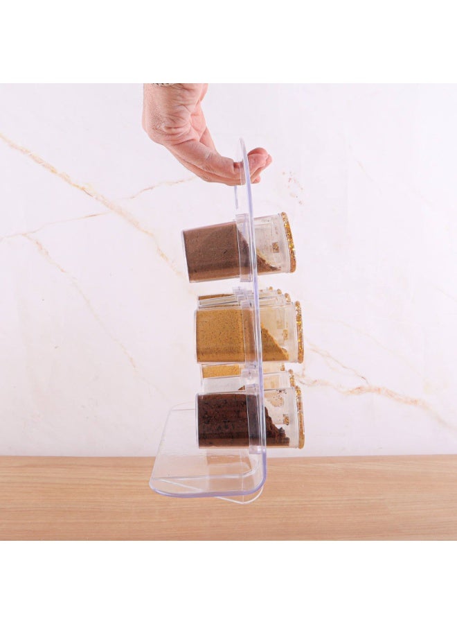 Premium Acrylic Spice Organizer Set (12 Pieces) with Easy-Carry Handle Stand – Crystal-Clear Spice Rack with Airtight Lids – Includes Free Spice Label Stickers for a Modern, Well-Organized Kitchen. - Image 3