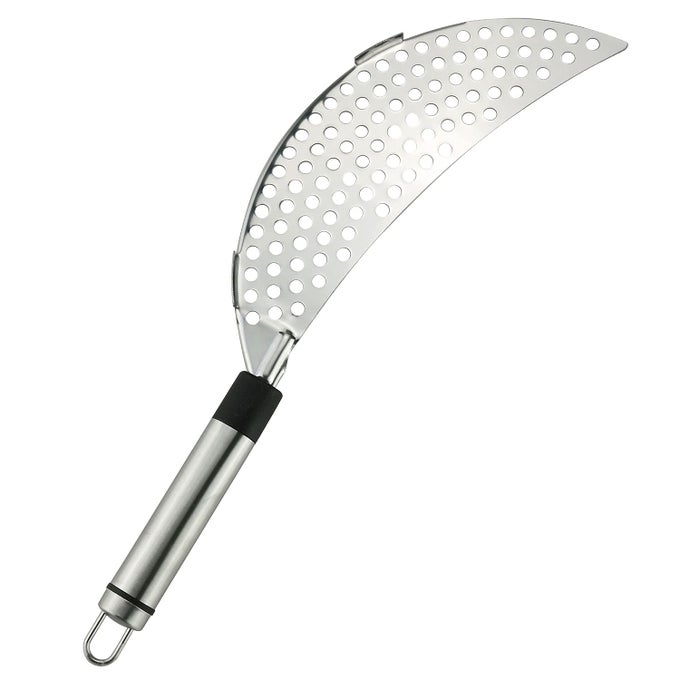 CRESCENT POT STRAINER STAINLESS STEEL GREASE PASTA STRAINER INSERT DRAINER WITH HANDHELD FOR DIFFERENT POT PAN KITCHEN TOOL