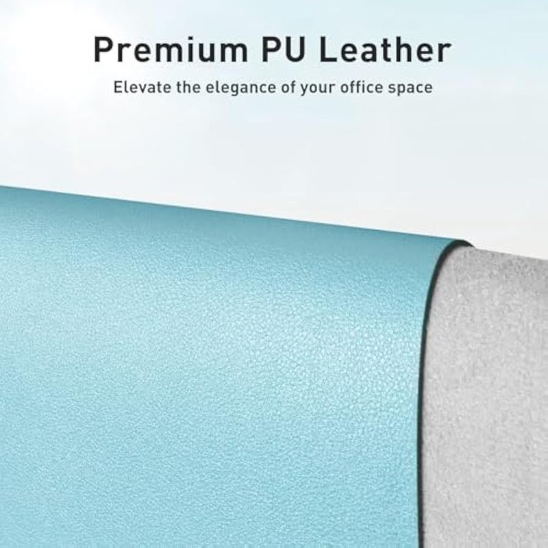 اوثيا وسادة حماية كبيرة للمكتب من جلد البولي يوريثين - قاعدة ماوس غير قابلة للانزلاق وسجادة كتابة للمكتب/المنزل، مقاومة للماء وسهلة التنظيف (23.6 انش × 13.7 انش، توباز ازرق) - Image 2