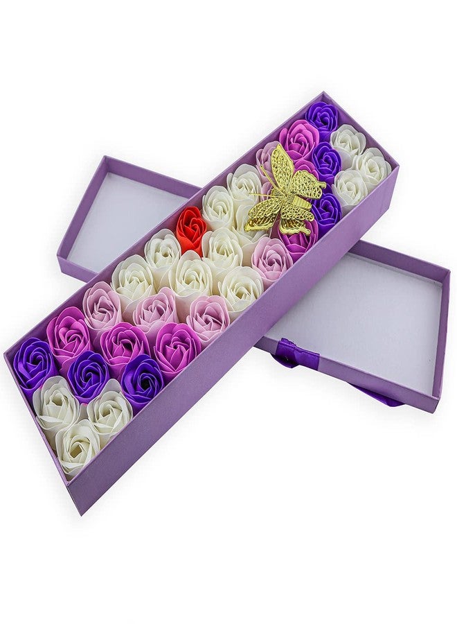 JIALEEY 33 PCS Floral Scented Bath Soap Rose Flower Petals, Plant Essential Oil Rose Soap Set Gifts Ideas for Her Women Girls Mom Valentine's Day, Purple Gift Box - Image 4