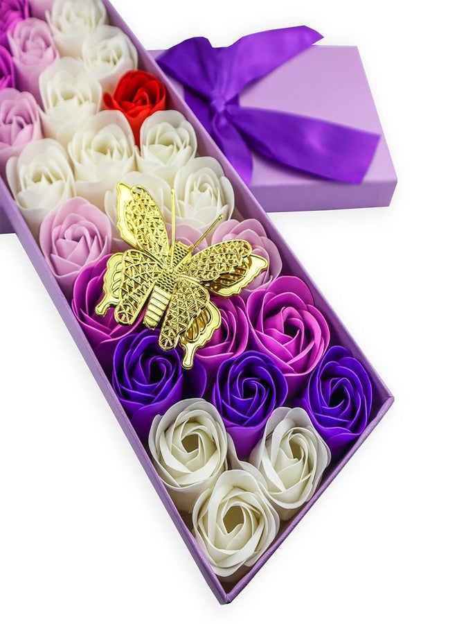 JIALEEY 33 PCS Floral Scented Bath Soap Rose Flower Petals, Plant Essential Oil Rose Soap Set Gifts Ideas for Her Women Girls Mom Valentine's Day, Purple Gift Box - Image 5
