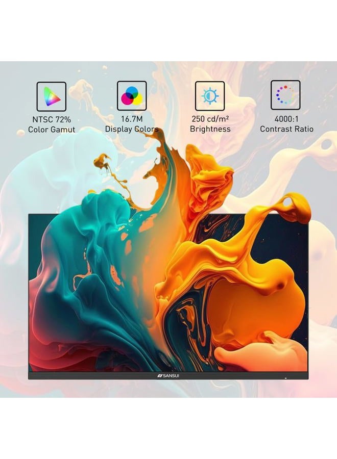 Sansui شاشة 24 بوصة 100 هرتز لجهاز الكمبيوتر، منافذ HDMI وVGA، تركيب VESA، شاشة كمبيوتر FHD رفيعة للغاية مع تصميم مائل مريح للعناية بالعين للاستخدام المنزلي والمكتبي (ES-24F2، كابل HDMI متضمن) - Image 4