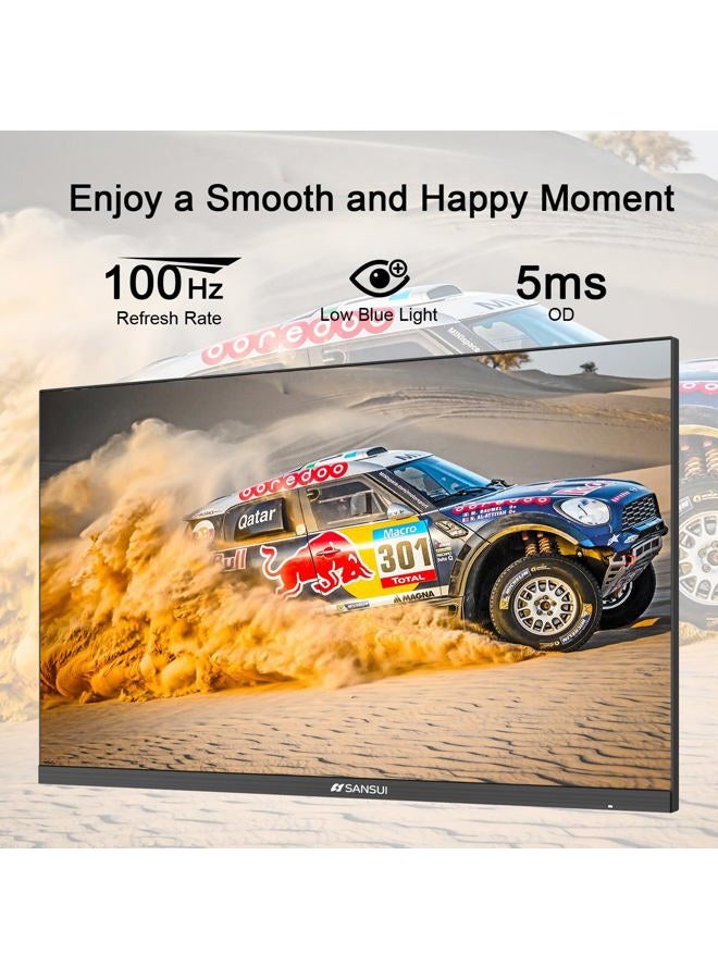 Sansui شاشة 24 بوصة 100 هرتز لجهاز الكمبيوتر، منافذ HDMI وVGA، تركيب VESA، شاشة كمبيوتر FHD رفيعة للغاية مع تصميم مائل مريح للعناية بالعين للاستخدام المنزلي والمكتبي (ES-24F2، كابل HDMI متضمن) - Image 3