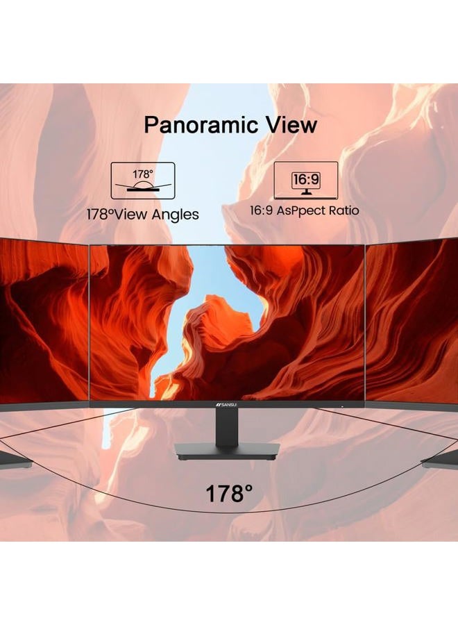 Sansui شاشة 24 بوصة 100 هرتز لجهاز الكمبيوتر، منافذ HDMI وVGA، تركيب VESA، شاشة كمبيوتر FHD رفيعة للغاية مع تصميم مائل مريح للعناية بالعين للاستخدام المنزلي والمكتبي (ES-24F2، كابل HDMI متضمن) - Image 5