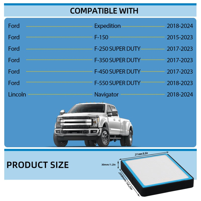 Parfyter 1*HEPA Cabin Air Filter replacement CF12150 Compatible with Lincoln Navigator;Ford Expedition F-150/F150 F-250 F-350 F-450 F-550 SUPER DUTY 2015 2016 2017 2018 2019 2020 2021 2022 2023 2024 - Image 5