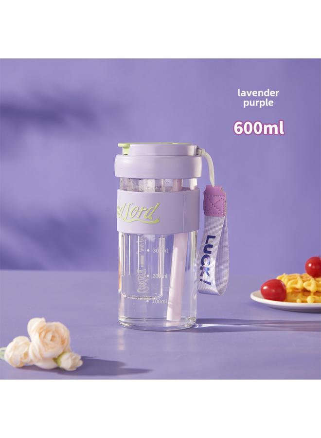 بيوينتي New Internet Celebrity Large Capacity Tea Cup Tea Separation Cup High-looking Glass Water Cup Girl Portable Straw Cup