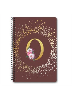 Stylizedd Designer A5 Spiral Notebook Memo Notepad Journal - Custom Monogram Initial Letter Floral Pattern Alphabet - O - Brown  - Image 1