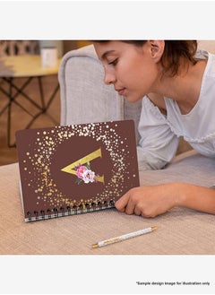 Stylizedd Designer A5 Spiral Notebook Memo Notepad Journal - Custom Monogram Initial Letter Floral Pattern Alphabet - O - Brown  - Image 2
