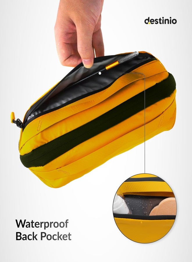 Destinio Travel Toiletry Bag for Man and Women-Waterproof, Premium Hanging Toiletries Shaving Kit, Cosmetics Organizer Pouch for Makeup, Grooming Multi Utility Compartments for Accessories (Yellow) - Image 3