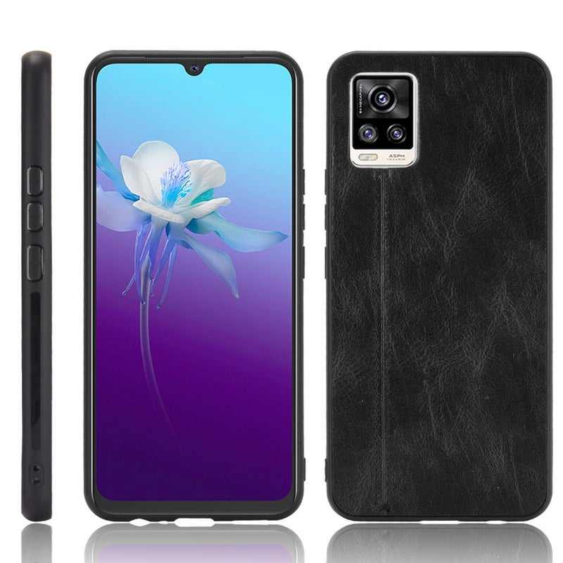 HuHa Case Cover For Vivo V20 Shockproof Sewing Cow Pattern Skin PC + PU + TPU Case(Black) - Image 1