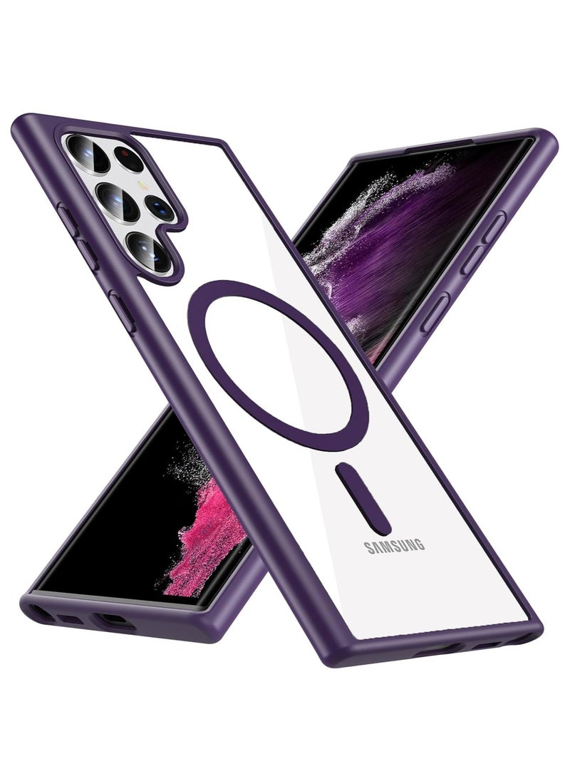 Generic Magnetic Case for Samsung Galaxy S24 Ultra Case [Compatible with MagSafe] [Shockproof Military Grade], Transparent Back Slim Bumper Cover Phone Case Samsung S24 Ultra (dark purple)  - Image 1