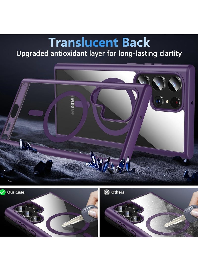 Generic Magnetic Case for Samsung Galaxy S24 Ultra Case [Compatible with MagSafe] [Shockproof Military Grade], Transparent Back Slim Bumper Cover Phone Case Samsung S24 Ultra (dark purple)  - Image 2