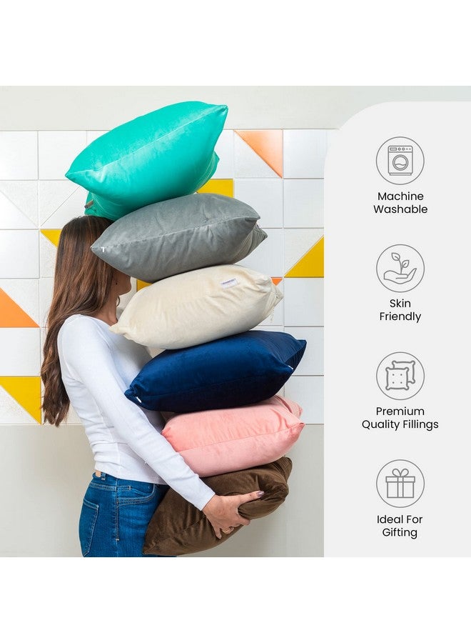 MY ARMOR Microfiber Square Pillow Cushion for Sofa & Bed | Soft, Fluffy for Comfort & Back Support | Breathable, Washable | Premium Velvet Outer Cover with Zip | Cream, Pack of 1 [24" x 24"] - Image 4