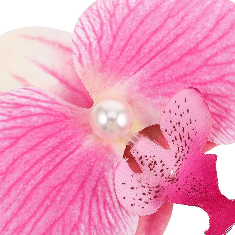Lurrose Butterfly Orchid Hair Clip Peach Pink Hawaiian Flower Barrette Thin Floral Hair Accessory for Women Beach Party Vacation - Image 3
