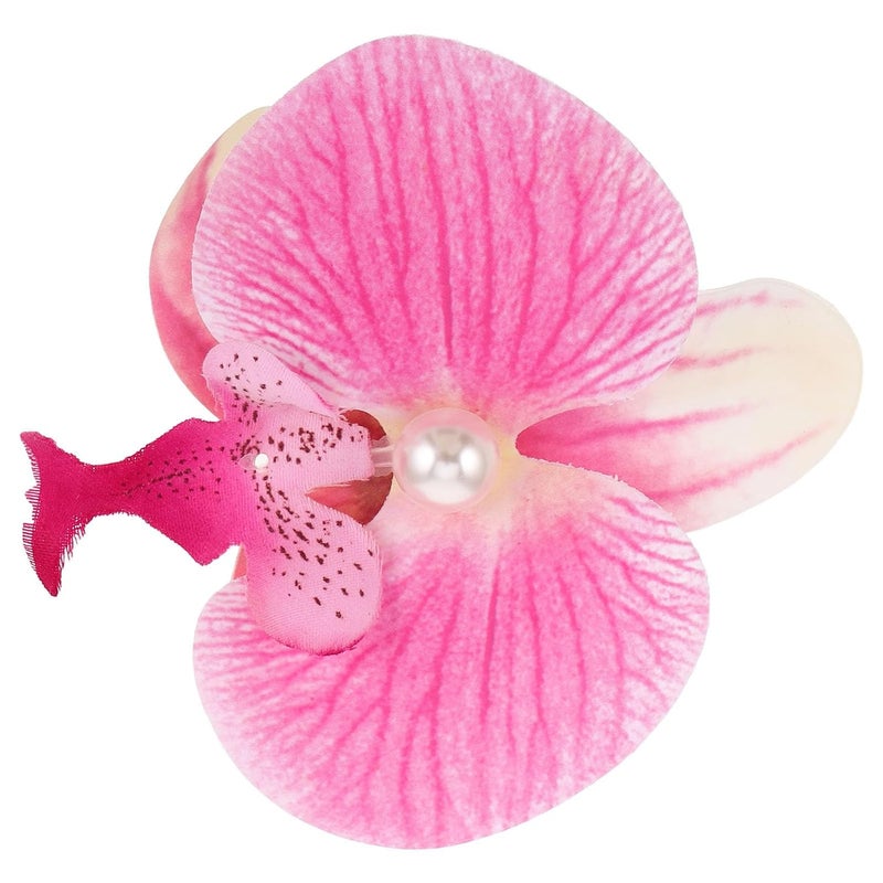 Lurrose Butterfly Orchid Hair Clip Peach Pink Hawaiian Flower Barrette Thin Floral Hair Accessory for Women Beach Party Vacation - Image 1