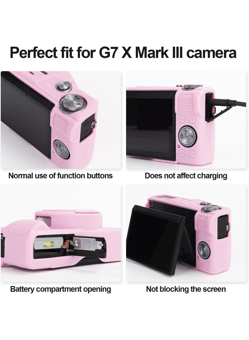 QIRG Silicone Case for Canon G7X Mark III Case, G7X Mark III Accessories with 2 pcs sreen Protectors,Detachable Lens Cover for Canon G7X Mark III Cover - Image 3
