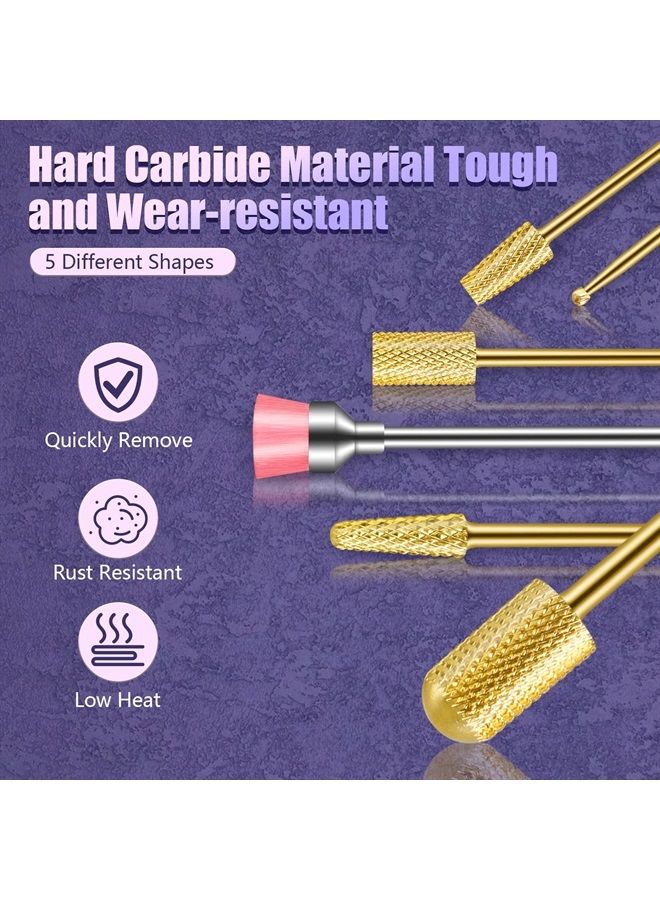 Depvko [2022 Upgraded] Depvko 13Pcs Nail Drill Bits Set, Tungsten Carbide Drill Bits for Nails, Cuticle Nail Drill Bits for Acrylic Nails Remover Bits for Manicure Pedicure, Home Salon (Gold) - Image 4