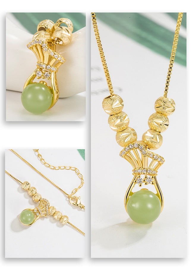 Hilyagems Lady's necklace, a luxurious and high-end elegant necklace. This is a stylish and charming lady's necklace, made of stainless steel and plated with gold. The lines are smooth and the design is unique. It is suitable for giving as a gift and can be worn in various occasions. - Image 3