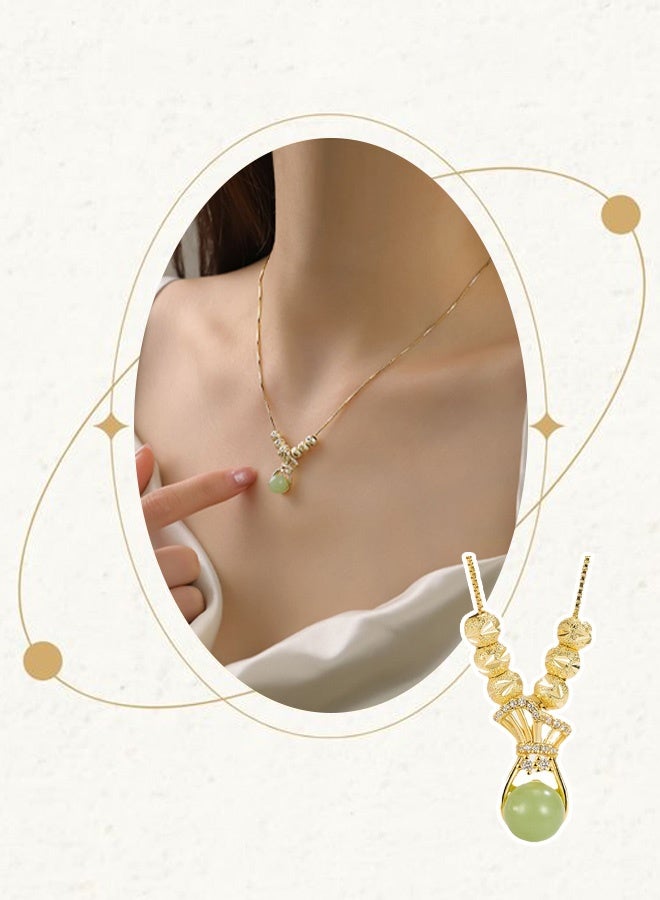 Hilyagems Lady's necklace, a luxurious and high-end elegant necklace. This is a stylish and charming lady's necklace, made of stainless steel and plated with gold. The lines are smooth and the design is unique. It is suitable for giving as a gift and can be worn in various occasions. - Image 2