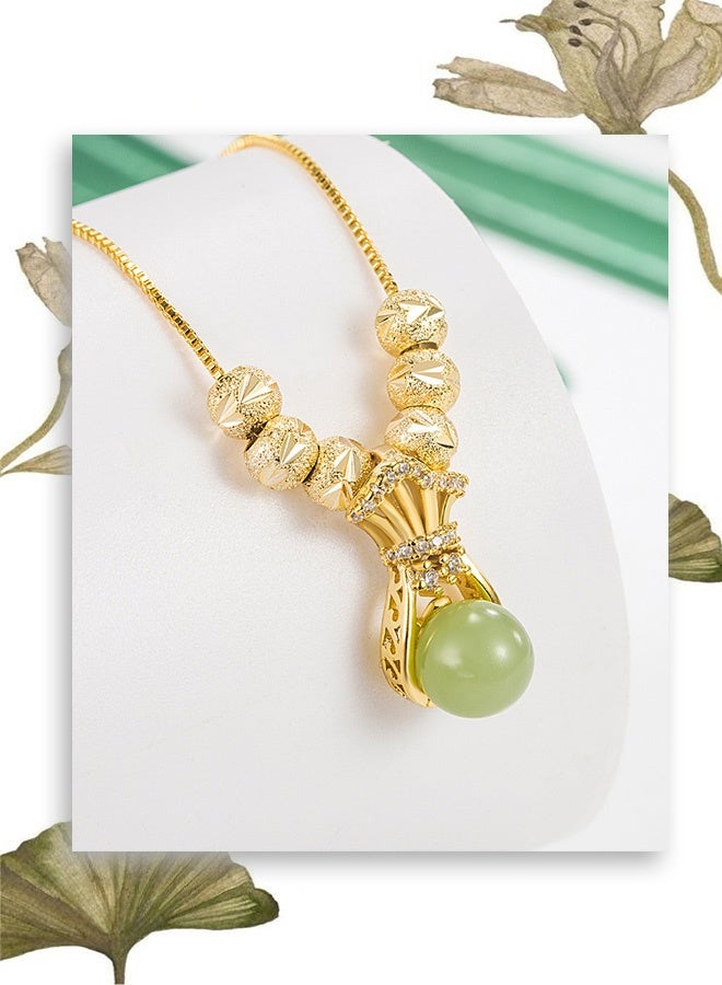 Hilyagems Lady's necklace, a luxurious and high-end elegant necklace. This is a stylish and charming lady's necklace, made of stainless steel and plated with gold. The lines are smooth and the design is unique. It is suitable for giving as a gift and can be worn in various occasions. - Image 1