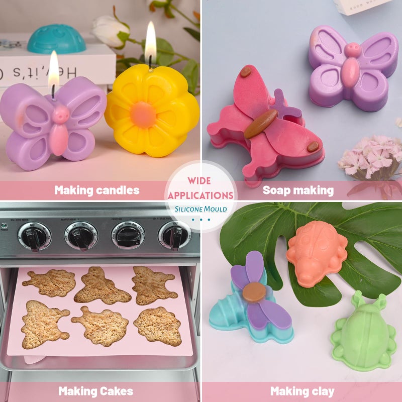 Sakolla Insect Silicone Molds Soap 2pcs 6-Cavity Dragonfly Butterfly Ladybug Shape Silicone Molds for Soap Making DIY Baking Mold for Lotion Bars, Chocolate, Candy, Muffin, Biscuit, Cookie Pans - Image 4