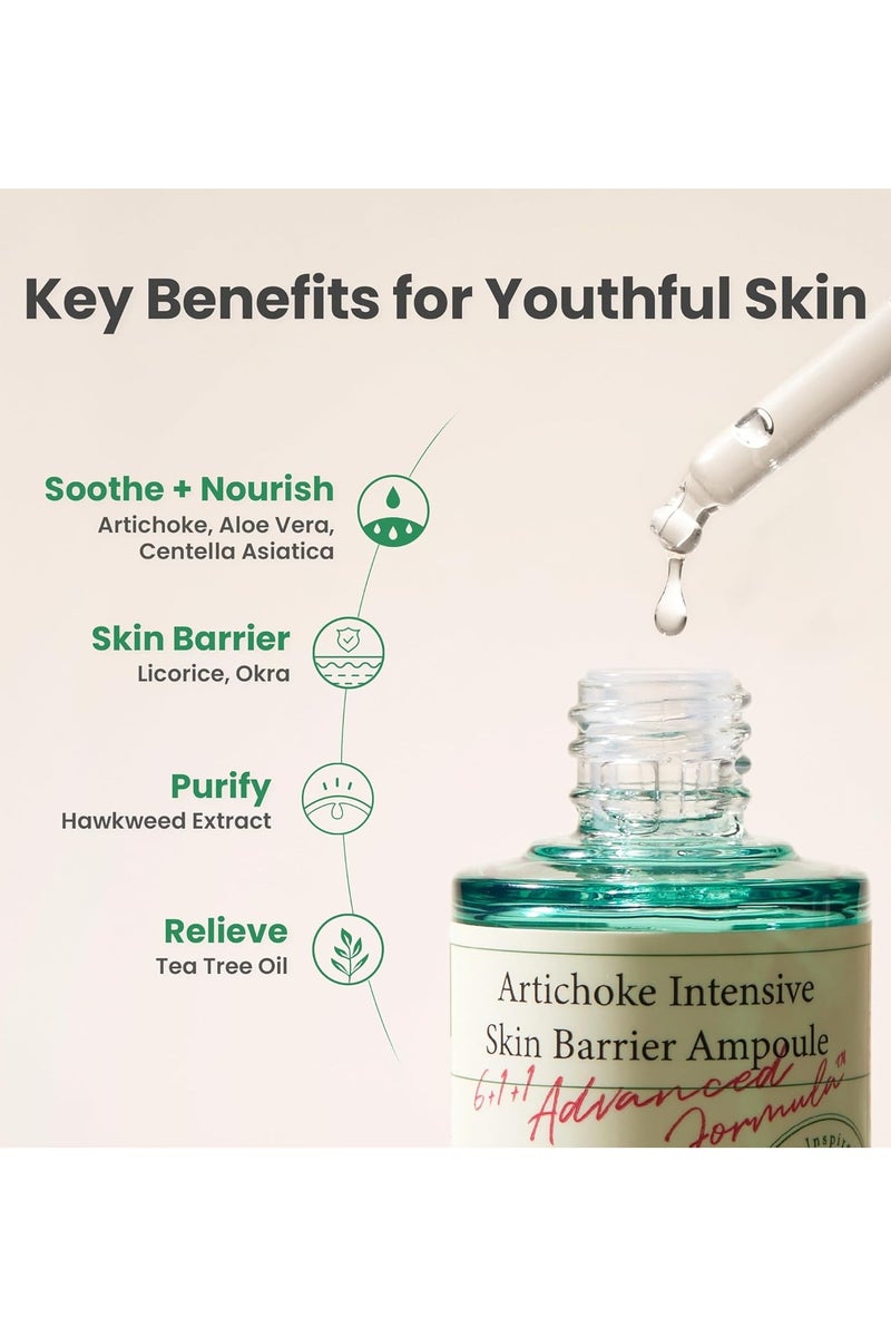 AXIS-Y Artichoke Intensive Skin Barrier Ampoule 30 ml / 1.01 fl. oz | Soothing Skin Serum Ampoule | Irritated skin, Skin Barrier Treatment, Centella Asiatica, Korean Skincare - Image 2