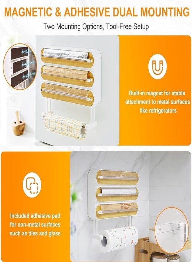 Enem Foil Paper Cutter and Holder, 4 in 1 Cling Wrap Dispenser with Cutter, Magnetic Paper Towel Holder, with 1 Year Warranty & Customer Support from Enem (Magnetic Dispenser Wooden) - Image 4