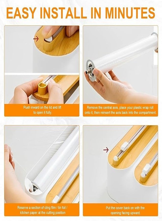 Enem Foil Paper Cutter and Holder, 4 in 1 Cling Wrap Dispenser with Cutter, Magnetic Paper Towel Holder, with 1 Year Warranty & Customer Support from Enem (Magnetic Dispenser Wooden) - Image 5