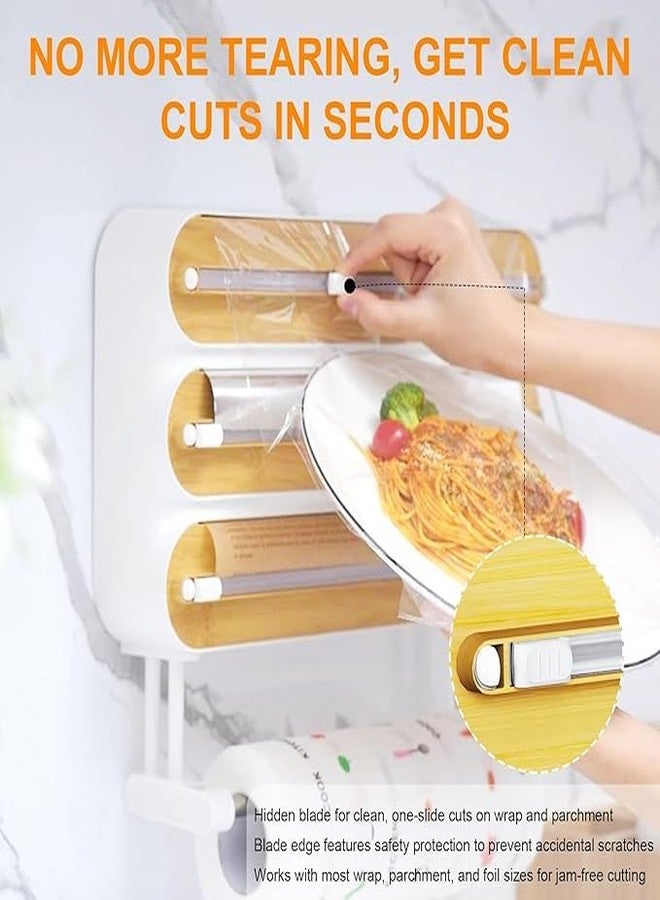 Enem Foil Paper Cutter and Holder, 4 in 1 Cling Wrap Dispenser with Cutter, Magnetic Paper Towel Holder, with 1 Year Warranty & Customer Support from Enem (Magnetic Dispenser Wooden) - Image 2