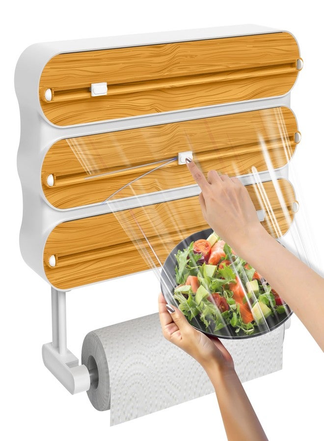 Enem Foil Paper Cutter and Holder, 4 in 1 Cling Wrap Dispenser with Cutter, Magnetic Paper Towel Holder, with 1 Year Warranty & Customer Support from Enem (Magnetic Dispenser Wooden) - Image 1