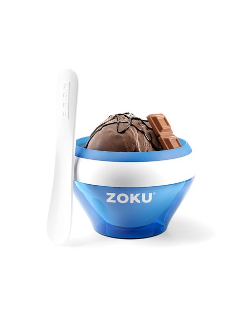 ZOKU Ice Cream Maker Compact Make and Serve Bowl with Stainless Steel Freezer Core Creates Soft Serve Frozen Yogurt Ice Cream and More in Minutes BPAfree Blue