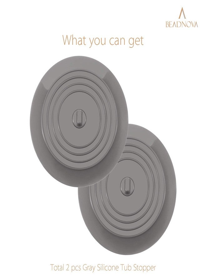 BEADNOVA Bathtub Water Stopper Tub Drain Plug Silicone Tub Universal Bathtub Stopper for Drain (6 Inches, 2 Pack, Grey) - Image 2