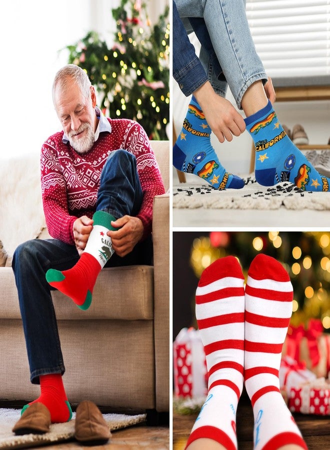 Skicuff جوارب Skicuff، 8 أزواج، جوارب كاليفورنيا الملونة والمرحة، هدية تذكارية رائعة للسفر والمدن، جوارب مدينة كاليفورنيا، هدية مثالية لأعياد الميلاد والكريسماس للرجال والنساء - Image 4