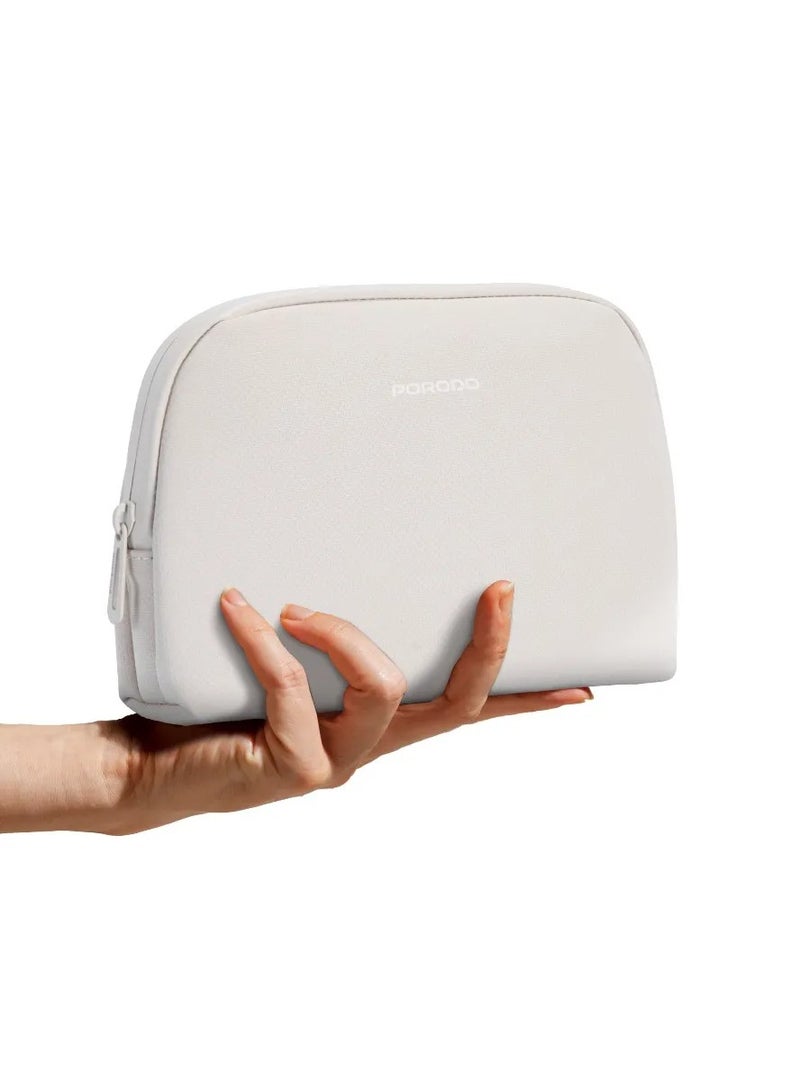 porodo Geneva 1L Tech Accessory Pouch with Cable Organizer & Easy Carry Handle / Water Resistant / Spacious Compartment / Durable Material - Beige - Image 3