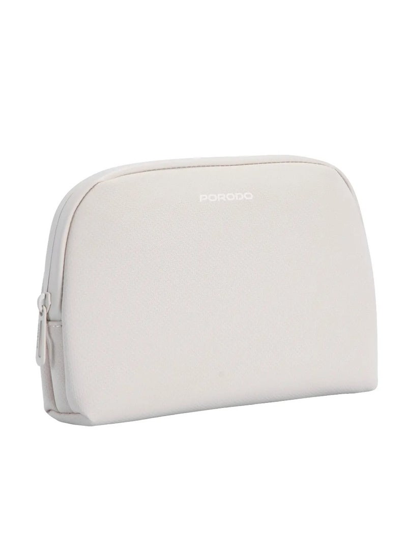 porodo Geneva 1L Tech Accessory Pouch with Cable Organizer & Easy Carry Handle / Water Resistant / Spacious Compartment / Durable Material - Beige - Image 5