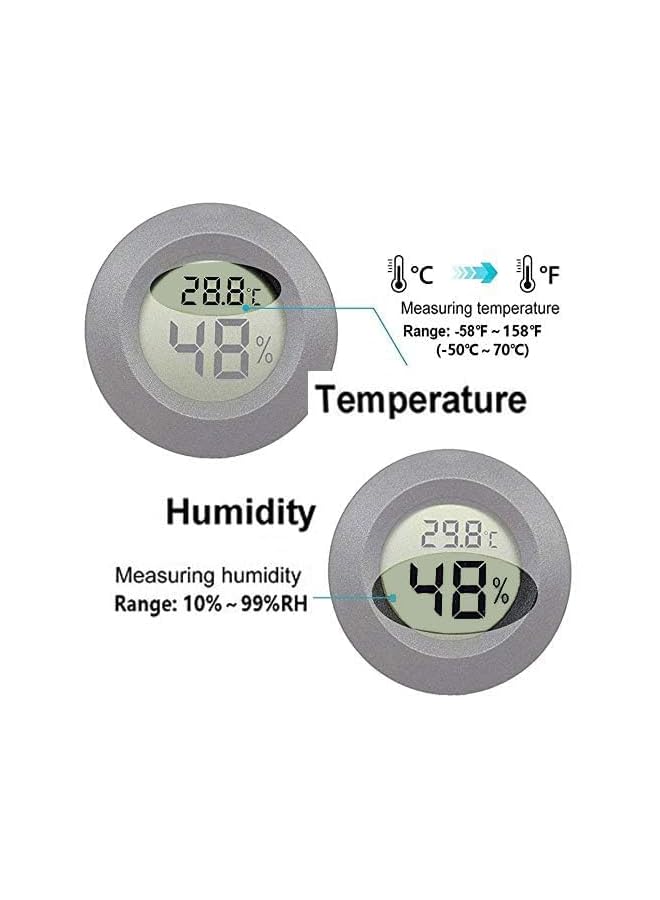 JEDEW عبوتان من مقياس الرطوبة الصغير ومقياس الحرارة الرقمي بشاشة LCD لقياس الرطوبة في الأماكن المغلقة والمفتوحة ومقياس درجة الحرارة لمرطبات الهواء ومزيلات الرطوبة والدفيئات الزراعية ومرطبات النباتات والزواحف فهرنهايت أو مئوية - Image 3