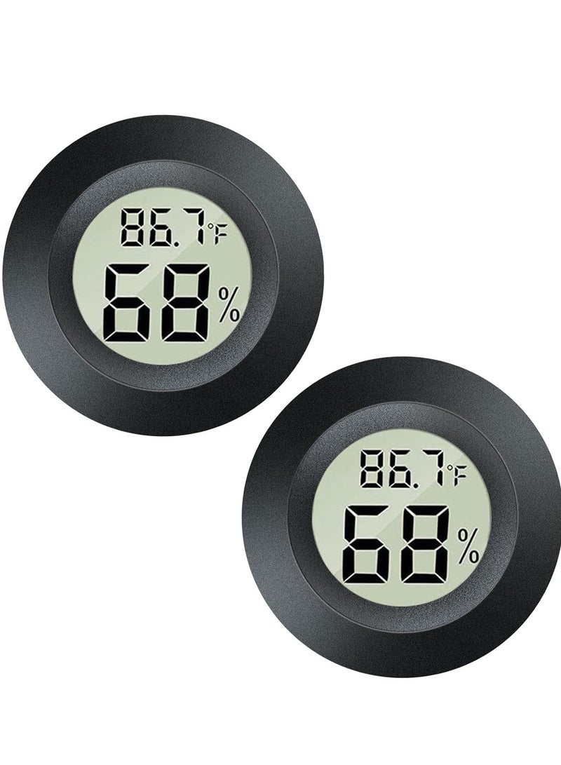 JEDEW عبوتان من مقياس الرطوبة الصغير ومقياس الحرارة الرقمي بشاشة LCD لقياس الرطوبة في الأماكن المغلقة والمفتوحة ومقياس درجة الحرارة لمرطبات الهواء ومزيلات الرطوبة والدفيئات الزراعية ومرطبات النباتات والزواحف فهرنهايت أو مئوية - Image 1