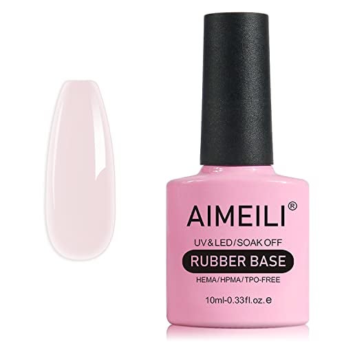 AIMEILI Hema Free Rubber Base Gel For Nails Soak Off U V LED Clear Sheer Gel Nail Polish 4 in 1 Nail StrengthenEnhanceBase CoatColor 430 10ml - Image 2