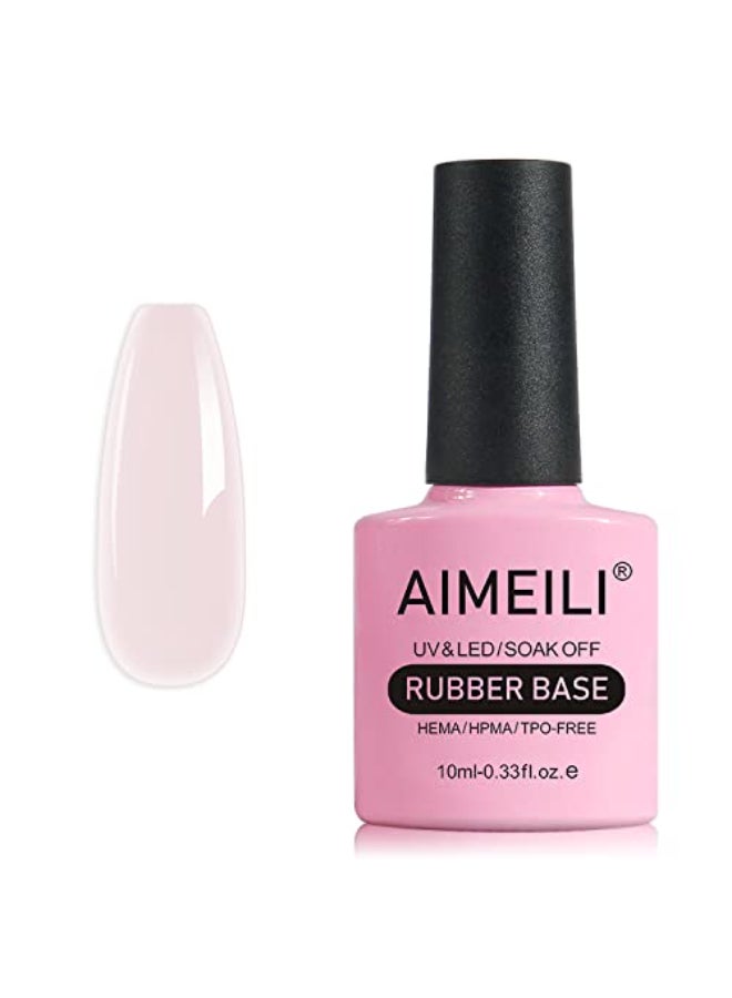 AIMEILI Hema Free Rubber Base Gel For Nails Soak Off U V LED Clear Sheer Gel Nail Polish 4 in 1 Nail StrengthenEnhanceBase CoatColor 430 10ml - Image 1