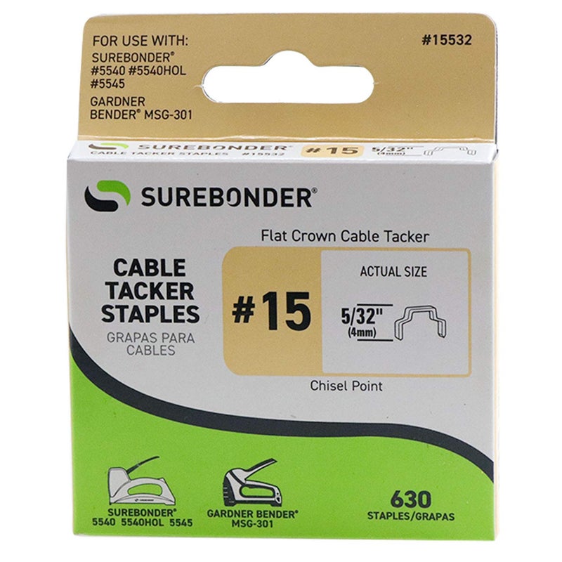 15 Flat Crown Cable Tacker Staples 630 ct