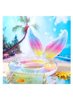 Y&D Mermaid Pool Floats Girls Inflatable Swimming Float Tubes Mermaid Tail Float Glitters Rainbow Beach Floats for Girls Boy , Water Beach Party Supplies  - Image 5