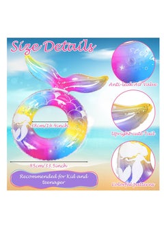 Y&D Mermaid Pool Floats Girls Inflatable Swimming Float Tubes Mermaid Tail Float Glitters Rainbow Beach Floats for Girls Boy , Water Beach Party Supplies  - Image 2