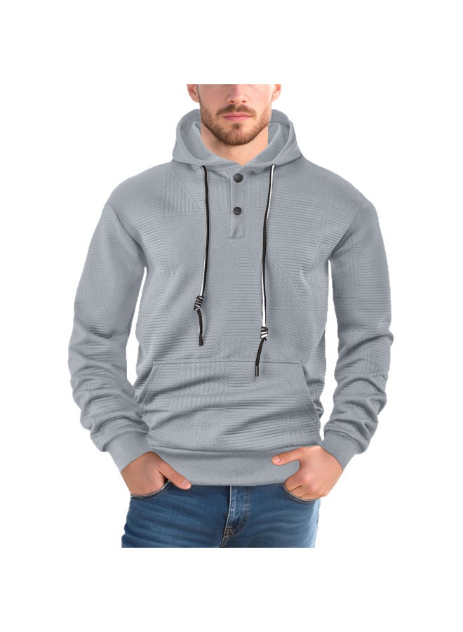 SPRING And Autumn New Style Pullover Solid Color Casual Sports Loose Trendy Long-sleeved Hooded Sweatshirt For Men - Image 4