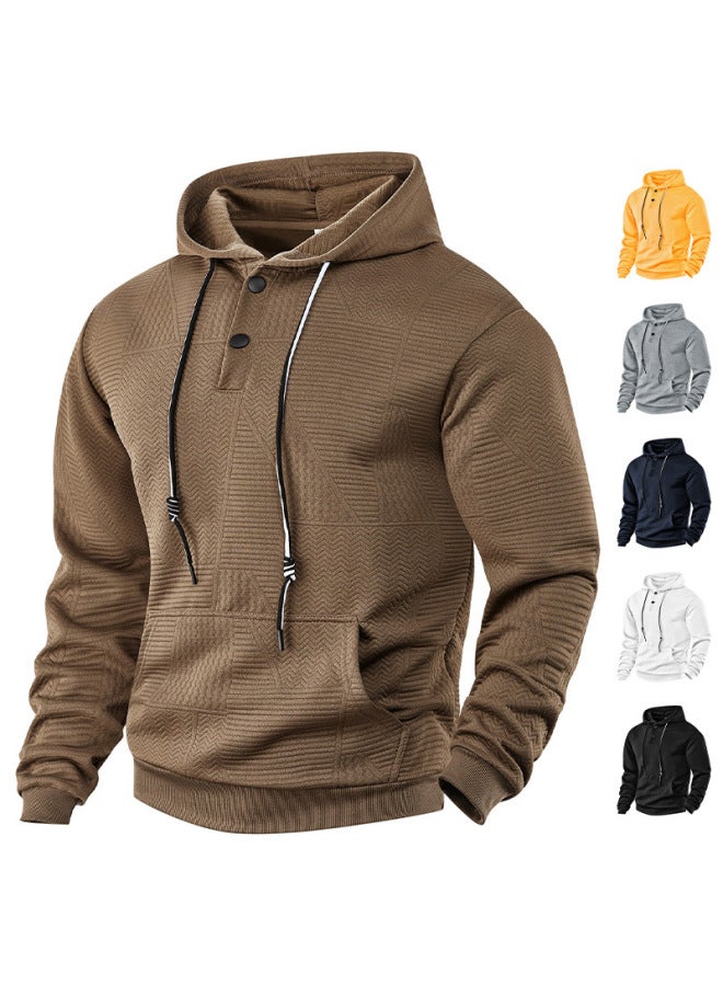 SPRING And Autumn New Style Pullover Solid Color Casual Sports Loose Trendy Long-sleeved Hooded Sweatshirt For Men - Image 2