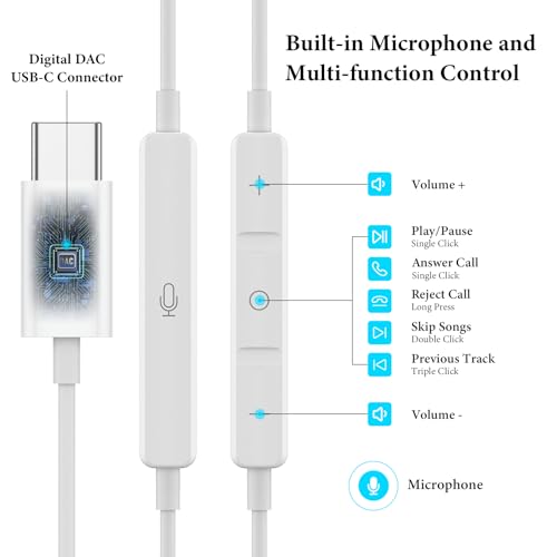 APETOO USB C Headphones for iPad Pro iPhone Air 17 16 15 Pro Max HiFi Stereo USB-C Wired Earbuds Microphone Volume Control Type C Earphone for Samsung S24 S23 Ultra S22 S21 Note20 Pixel 9 8 7 6 6a 5 OnePlus9 - Image 3